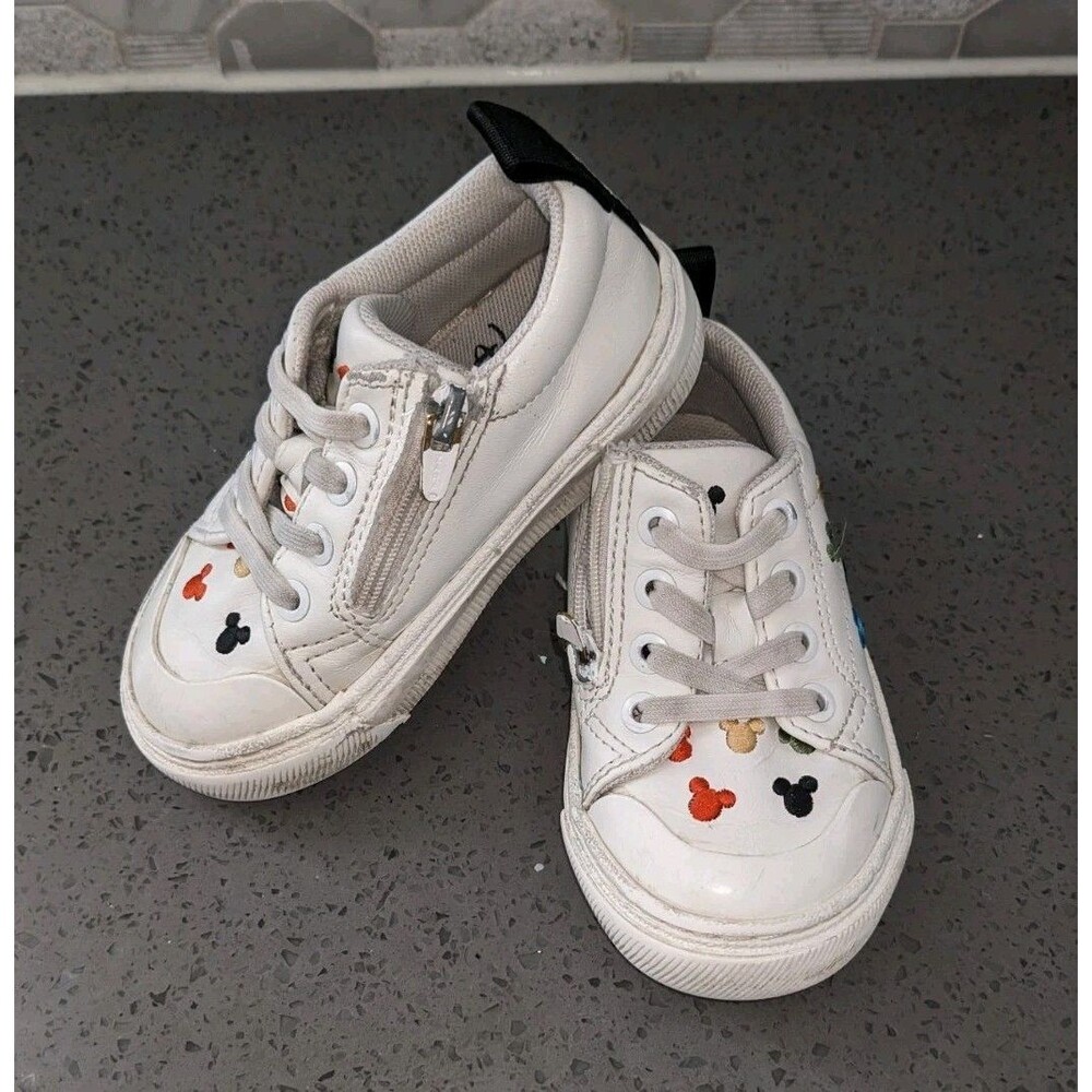 ZARA Kids Disney Mickey Mouse White Sneakers EU 21 US 5.5C